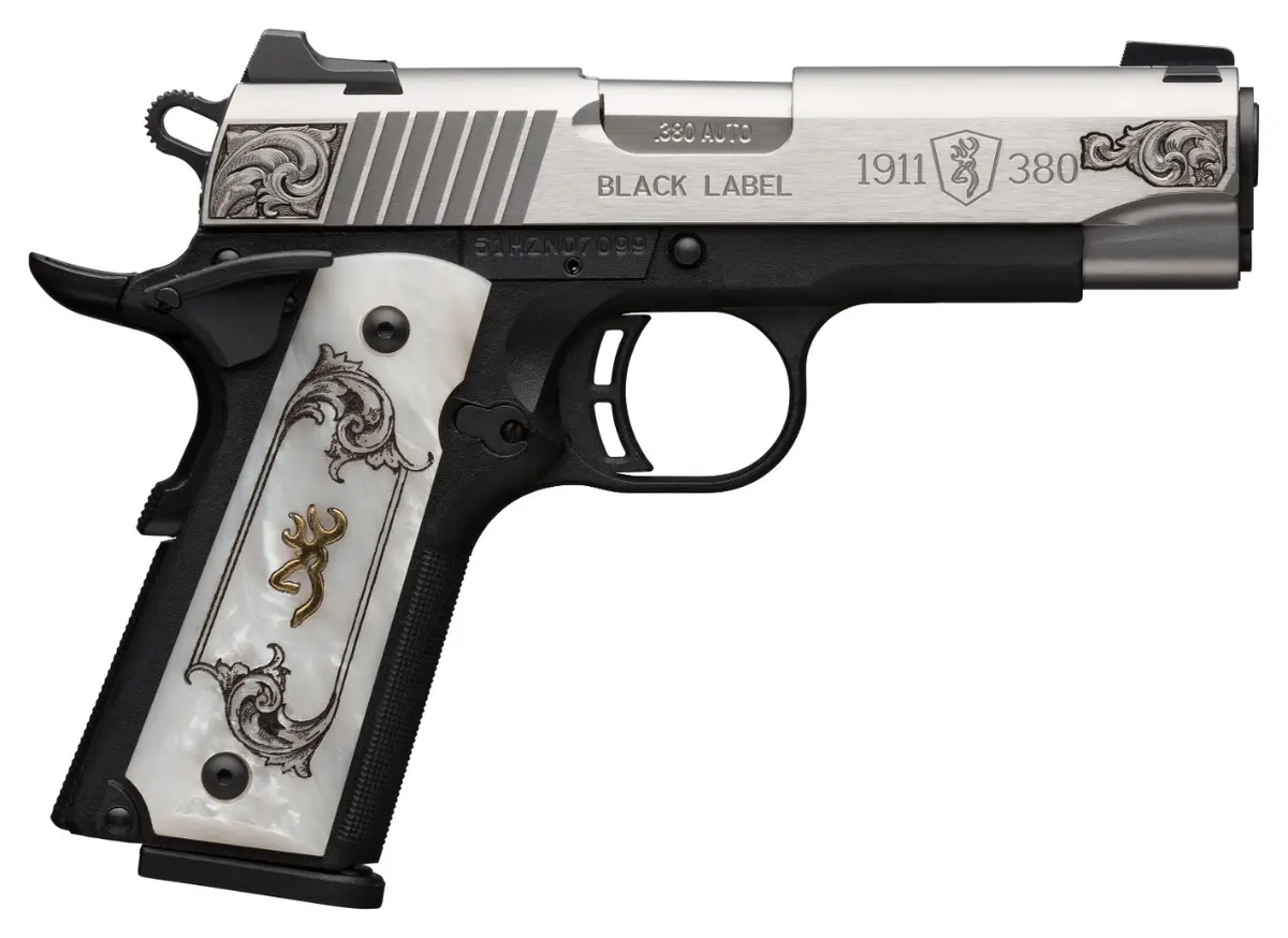 Browning 1911-380, Medallion Stainless Engraved .380 ACP, 3.625" - Image 2