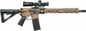 Black Rain Ordnance Spec 15 Exclusive 5.56mm 16″ bbl, Alpen Kodiak 1-4X24 Scope, OD COYOTE TAN