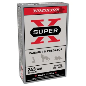 Winchester Super X Varmint JSP .243 Win Rifle Ammunition 80GR (100 rounds)